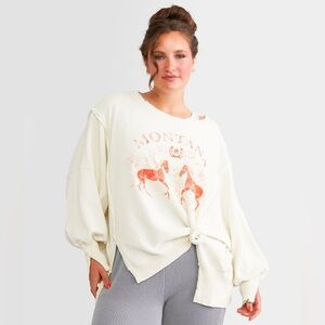 We the Free People Graphic Camden Montana Oversized Pullover Sweatshirt Small